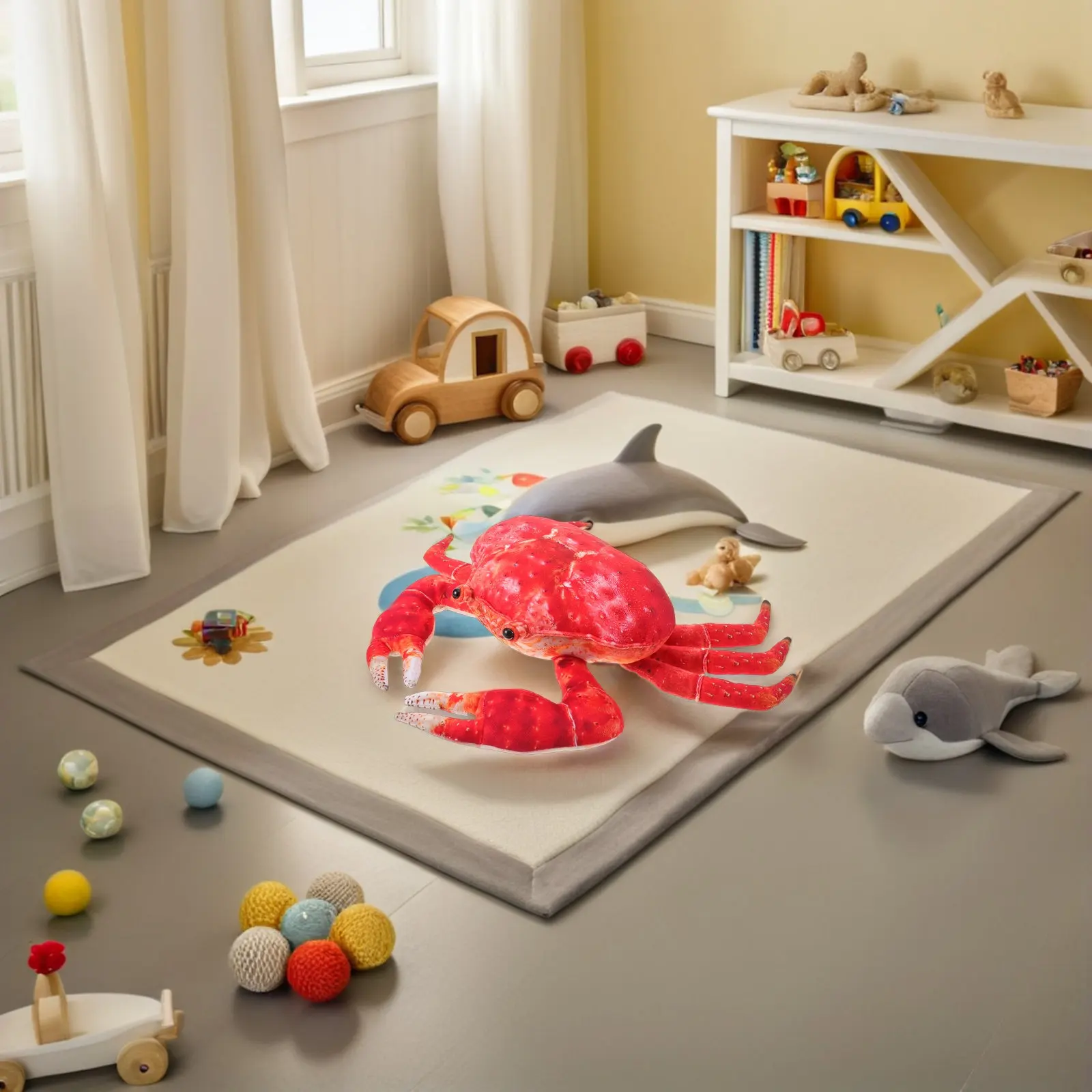 

Realistic Crab Stuffed Animal Throw Pillow 35Cm Creative Animal Cushion for Sofa Bed Chair Kids Adults Marine Decor