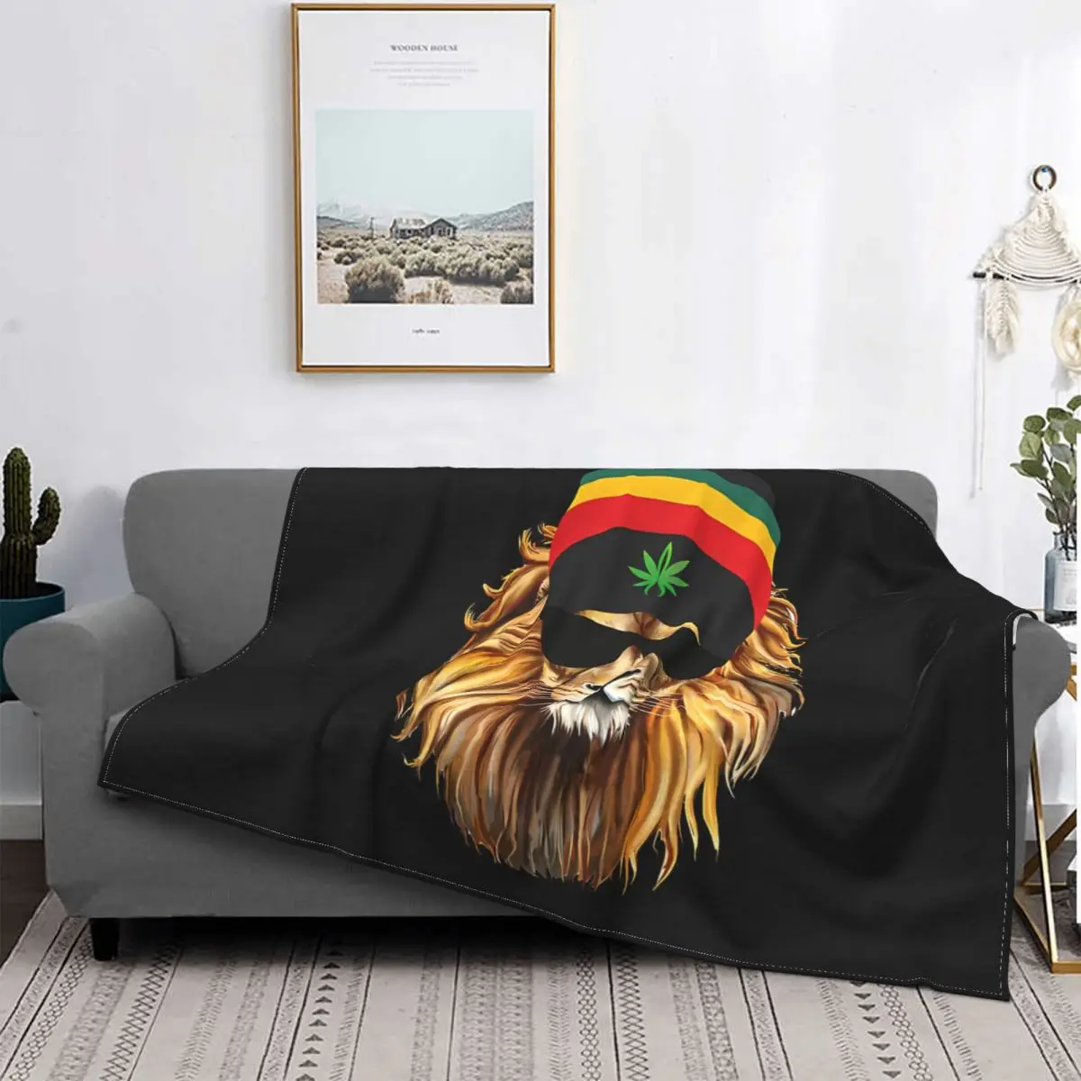 Jamaican Rasta Lion Blanket Fleece Plush All Season Breathable Ultra-Soft Music Lovers Throw Blankets For Sofa Bedspread