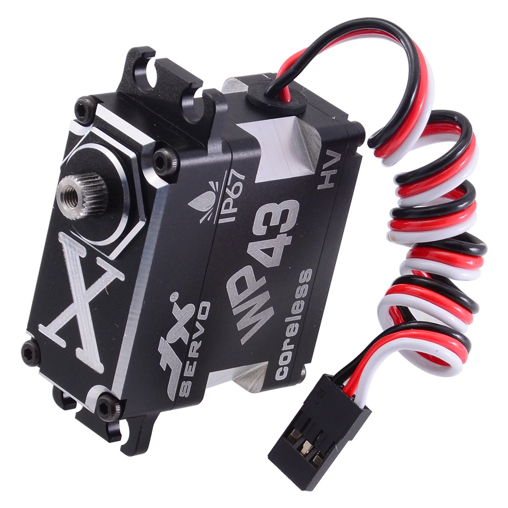 

JX WP43 43KG 0.11sec Waterproof Servo 8.4V Steel Gear 180 Degree HV Aluminum Coreless Servo for TRX 1/10 RC Car Boat