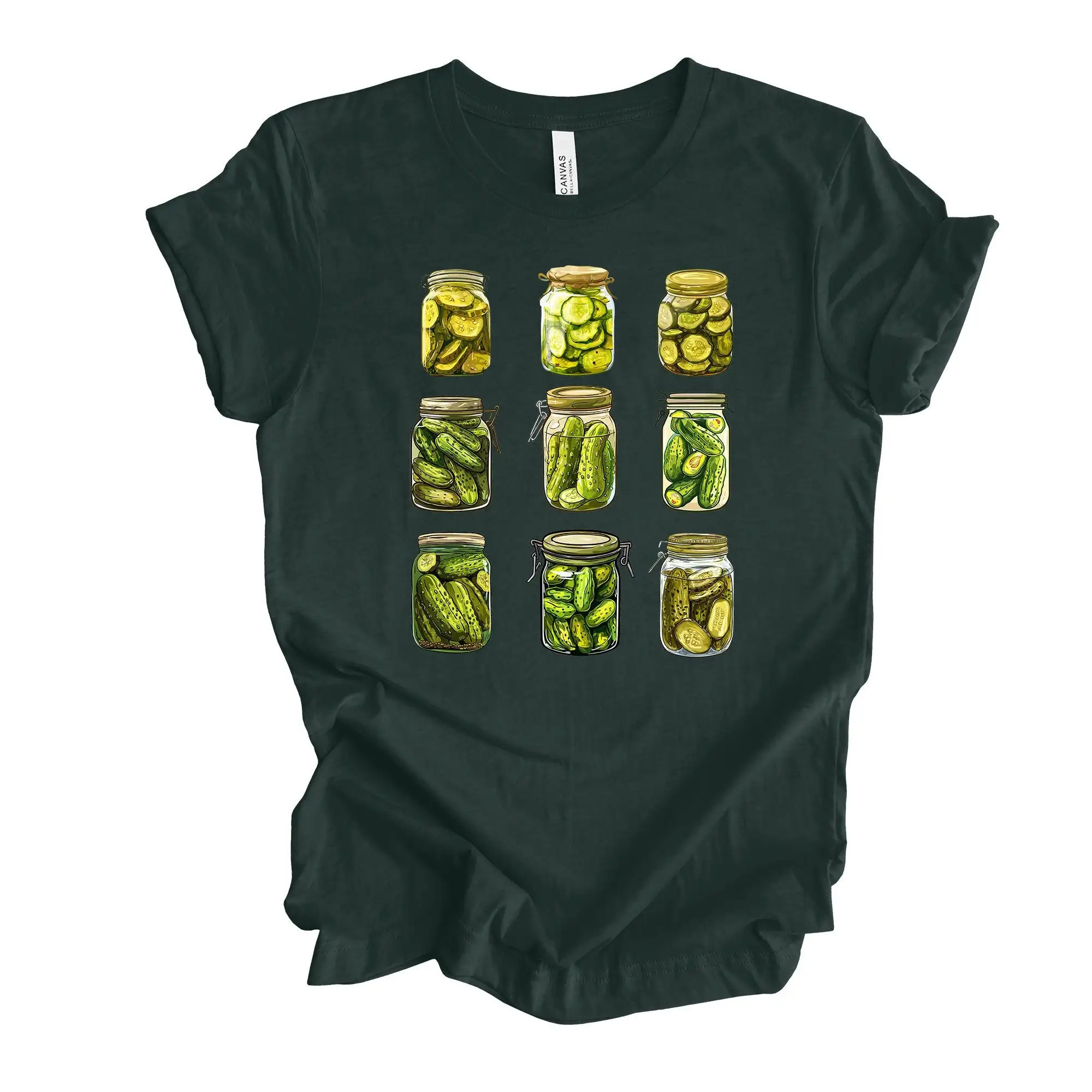 Pickle Jar T Shirt Fun Jars Of Pickles In A Row Design On Premium Bella Canvas Unisex 3X 4X