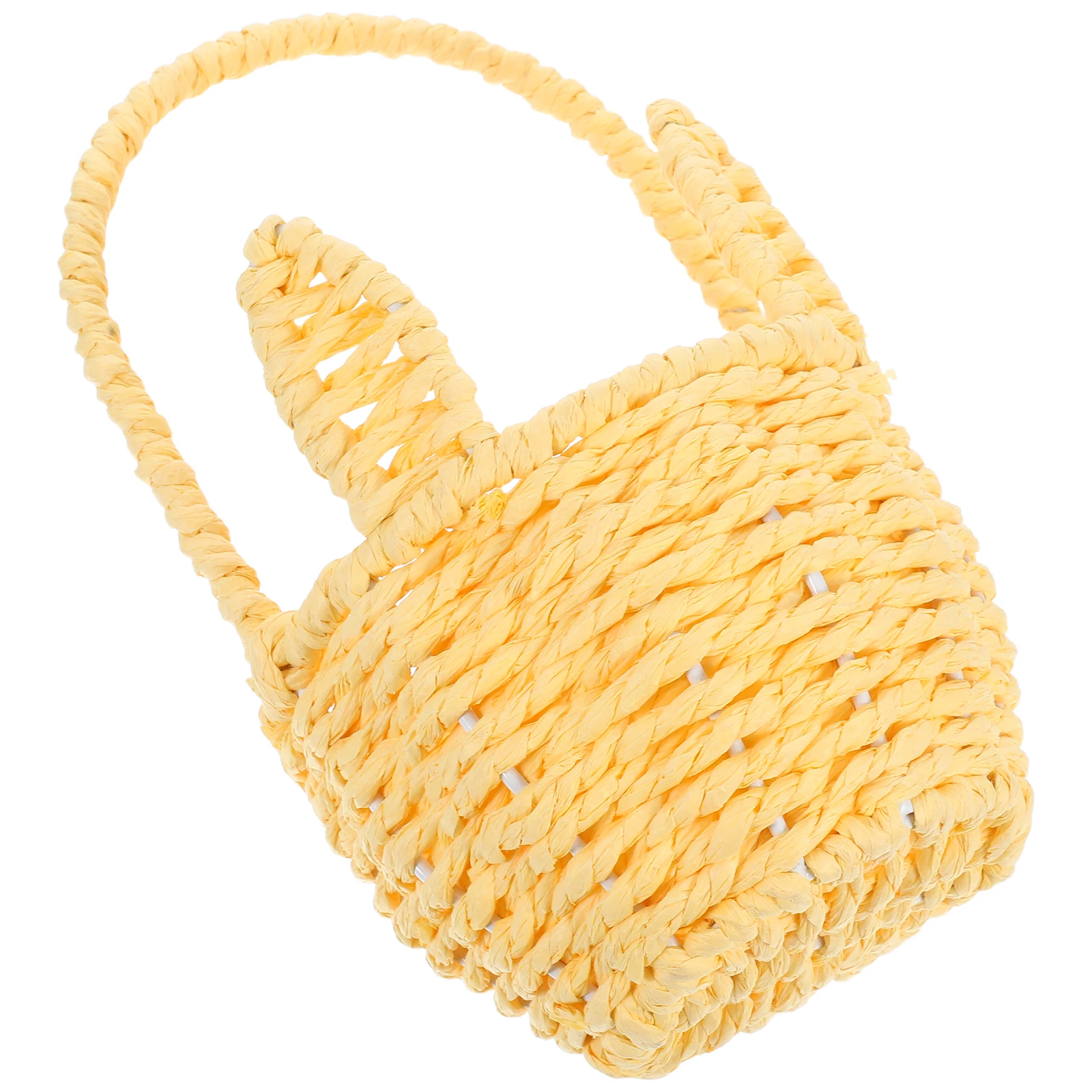 

Hand-Woven Bunny Ear Basket Small Paper Rope Rabbit Ear Handled Storage and Home Decoration Bunny Shaped Basket