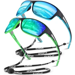 Men Women Polarized Sports Sunglasses with Rope UV400 Car Driving Shades Outdoor Eyeglasses Hiking Riding Goggle Shades Eyewear
