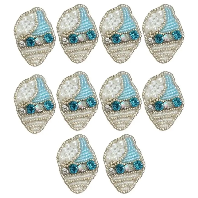 

652F Sew on Patches Applique Artifical Pearls Rhinestones Beaded Sew on Patches