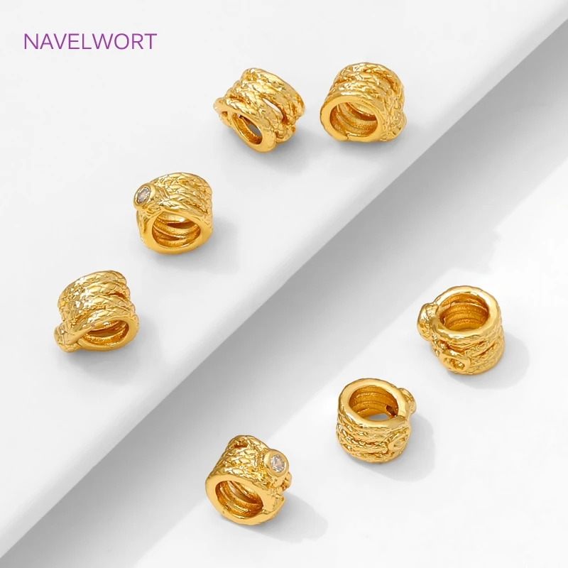 18K 금도금 황동 지르콘 스페이서 비즈, 쥬얼리 제작용, 비즈 분리기, 장식용 비즈, DIY 팔찌 액세서리