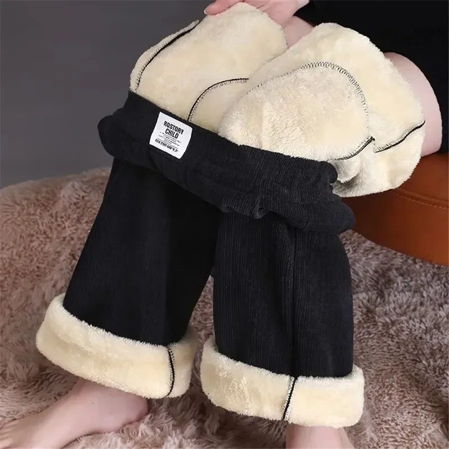 Warm Winter Straight Pants Women's Snow Plush Fleecing Thermal Strench Lady OL Slim Trousers Femail Thick Clothing Leggings image 4