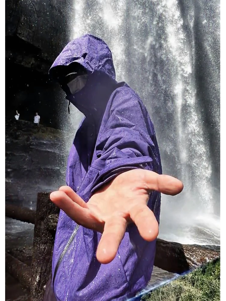 

Фиолетовая мягкая мужская куртка-ветровка, водонепроницаемая, быстросохнущая, для походов, активного отдыха, комплект для альпинизма 3-в-1