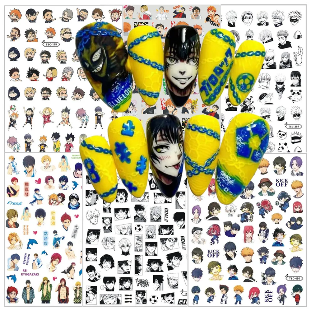 

TSC-308 BLUE LOCK Anime Football 3d Nail Art Sticker Nail Slider Decor sport design