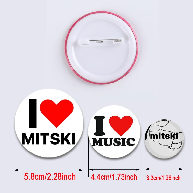 Cantores Pop Mitski Miyawaki Handmade Snap-In broches para Mochila, Casaco Acessórios, Coleção Emblema, Decoração Chapéu, Pin Redondo