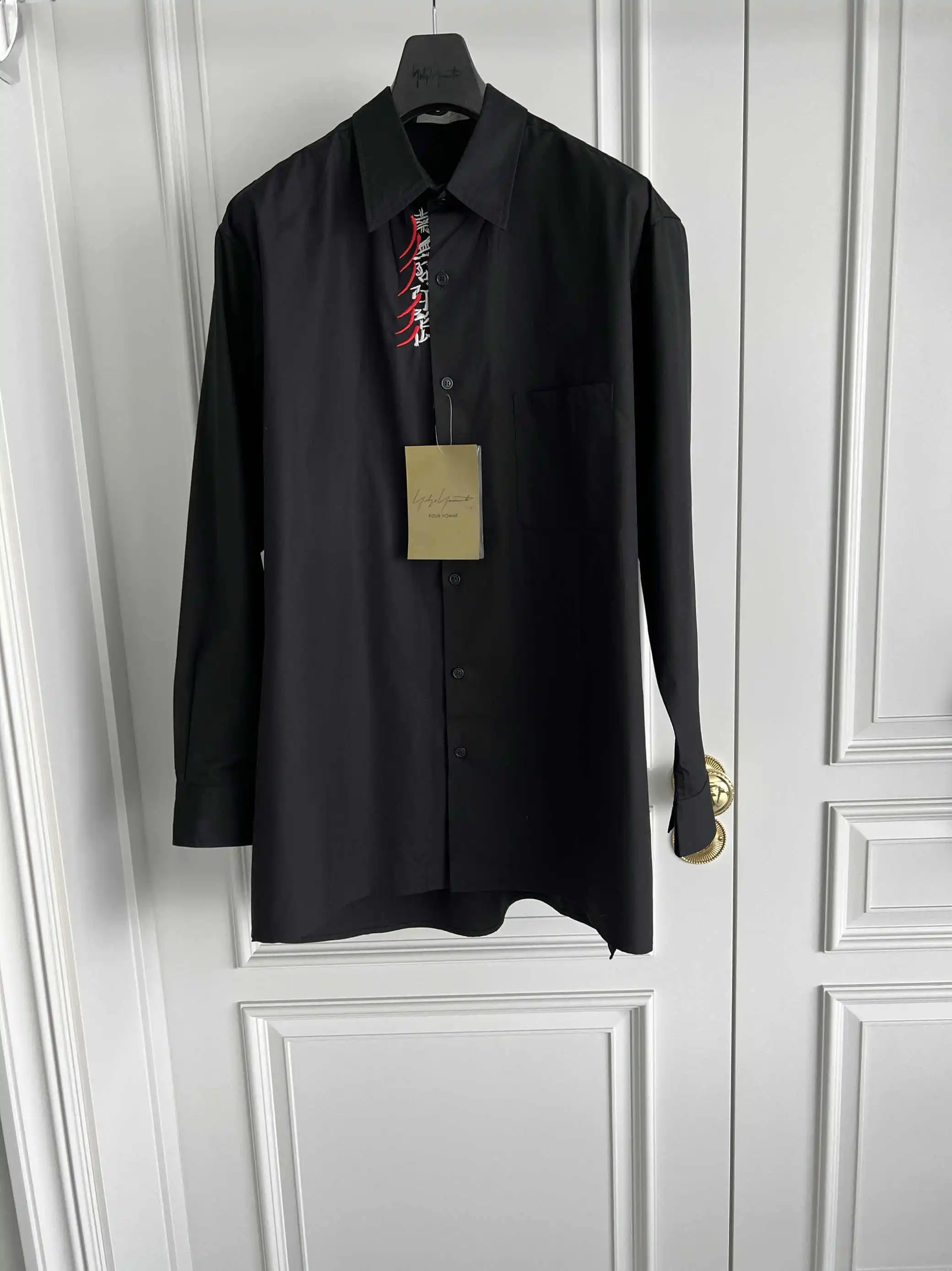 

TOP-YAMAMOTO original design Namo Amitabha Buddha Pure cotton Buddhist Dark Shirt