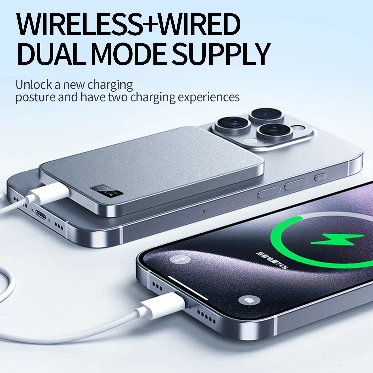 Ultra Thin Power Bank Alloy Magnetic LED Display Portable Battery  Fast Charger For MagSafe For iPhone Samsung Phone Airpods