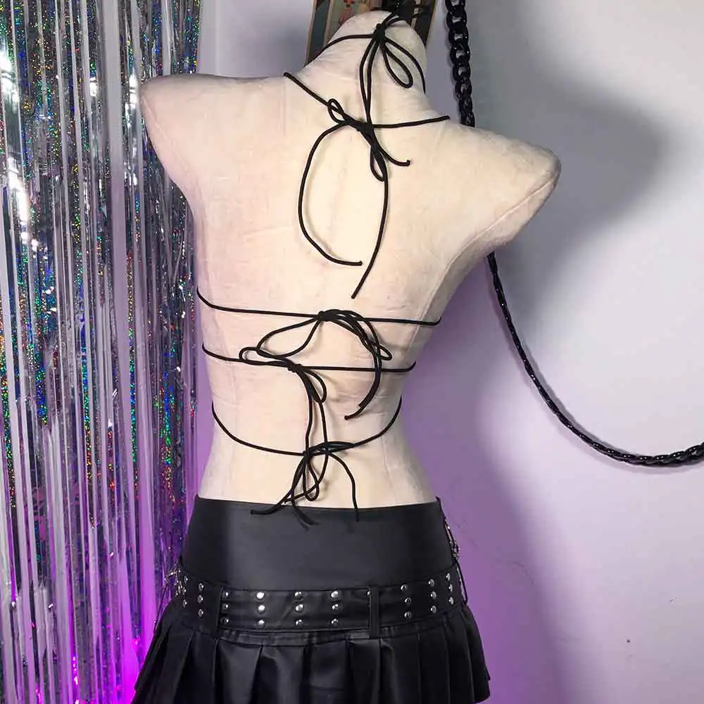 

Панк-рок Гот Харадзюку Y2K Холтер Камзол Топы Сказочная Клубная Одежда E-Girls 2025 Эмо 90-е Эко Каваи DIY Череп Готические Майки Гранж