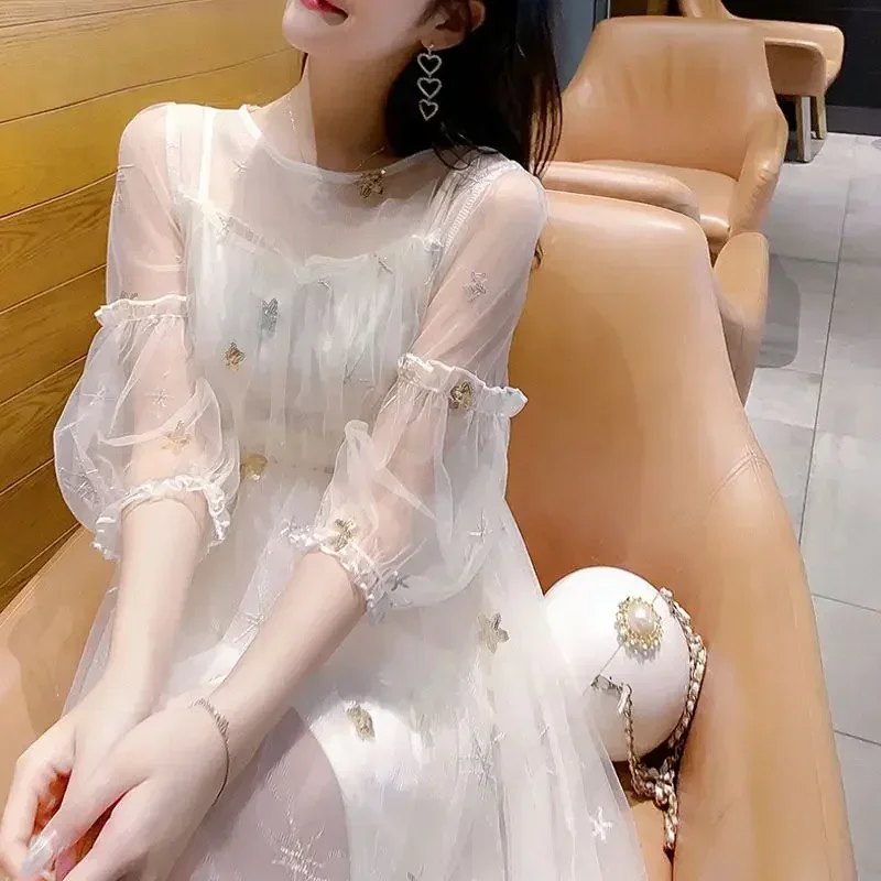 New Trend Women's Long Sleeve Dresses Spring Autumn Elegant and Beautiful Female Dress Korean Fashion Full Curvy Clothes 2025 X