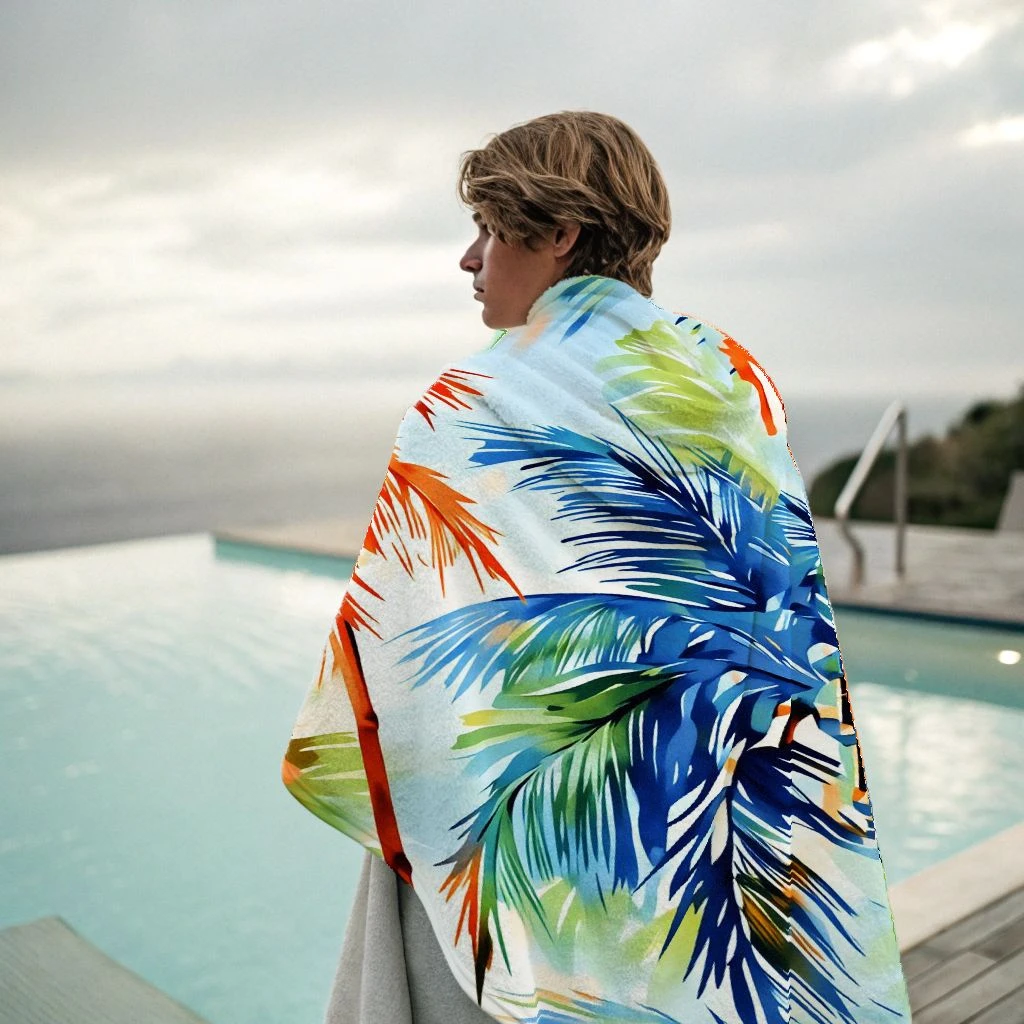 

Aesthetic Tropical Beach Towel 1Pc Microfiber 2D Flat Printed Sandproof Waterproof Palm Leaf Picnic Mat Swim Towel