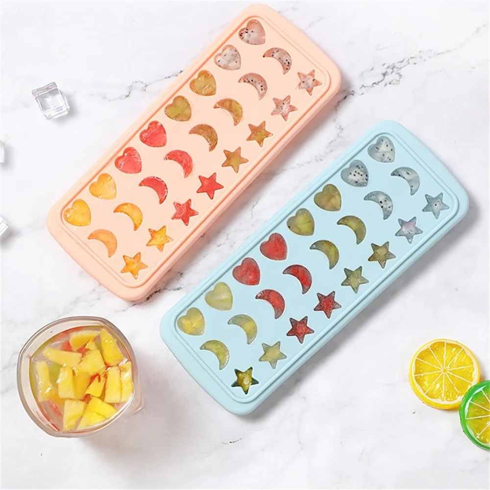 Star Moon Love Silicone Ice Cube Tray with Lid Style Ice Mold Refrigerator Spherical DIY Moulds Ice Ball Maker Kitchen Tools