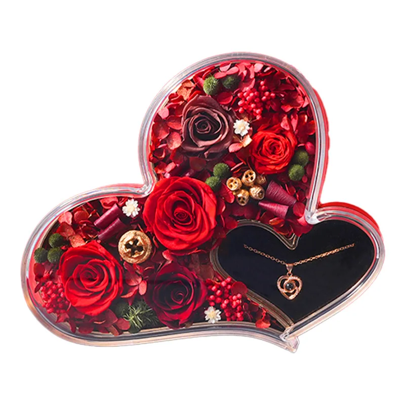 

Eternal flower rose heart-to-heart gift box Cross-border new product bouquet New birthday gift jewelry box wholesale