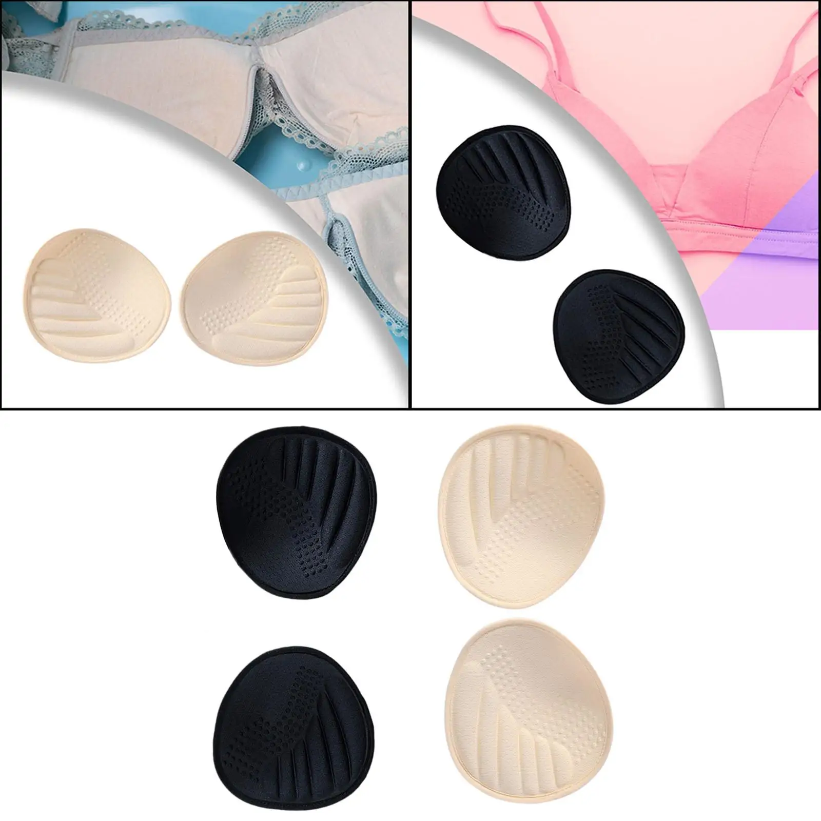 2x Women Bra Pads Inserts Comfortable Lightweight Bra Sponge Pads Replacement Pads for Bikini Swimwear Yoga Daily Wear Women