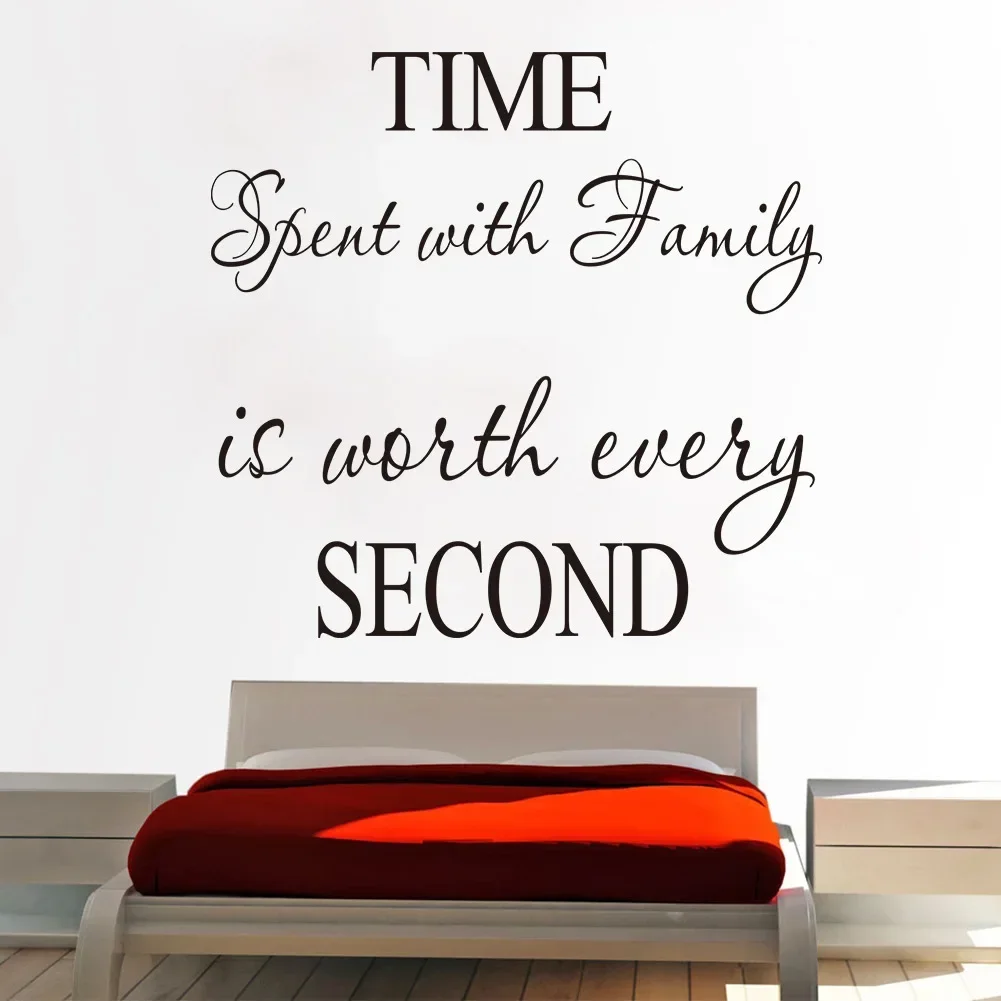 Time Spent With Family Is Worth Every Second Wall Sticker Living Room Bedroom Family Love Quote Photo Frame Wall Decal Vinyl Art