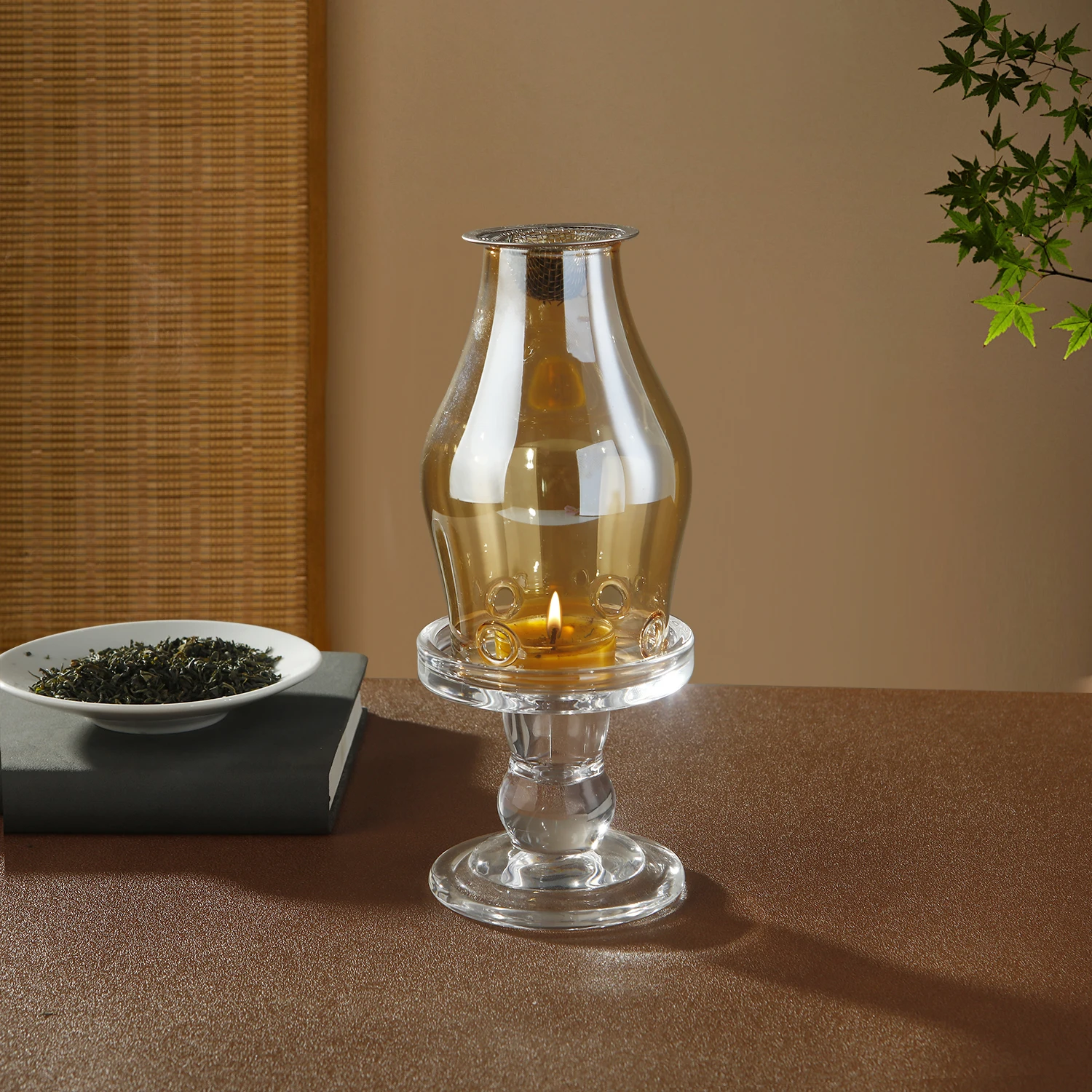 

Glass Aromatherapy Heating Holder Candle Holder with Glass Base Aromatherapy Incense Burner for Yoga SPA Aromatherapy