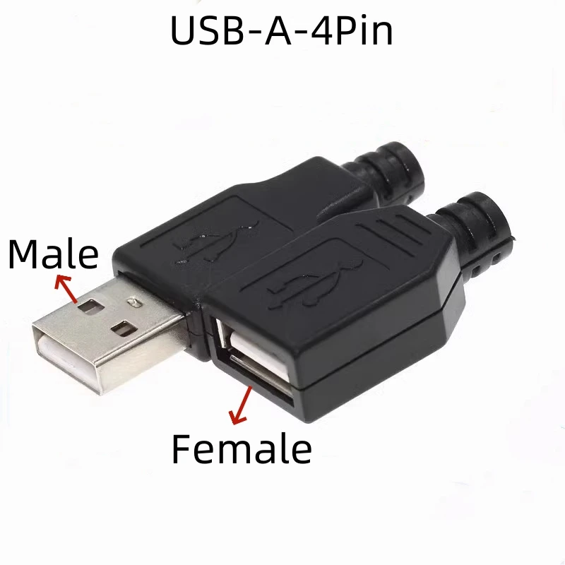 

2/5/20Sets USB male and female three-piece set, soldered USB socket, card box type A female A male A type with plastic shell
