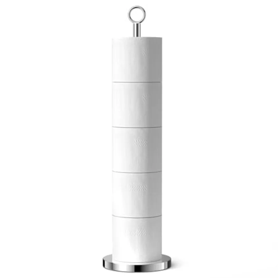 Toilet Paper Holder Stand with Reserve Function,Free-Standing Spare Rolls Storage Holder, Stainless Steel