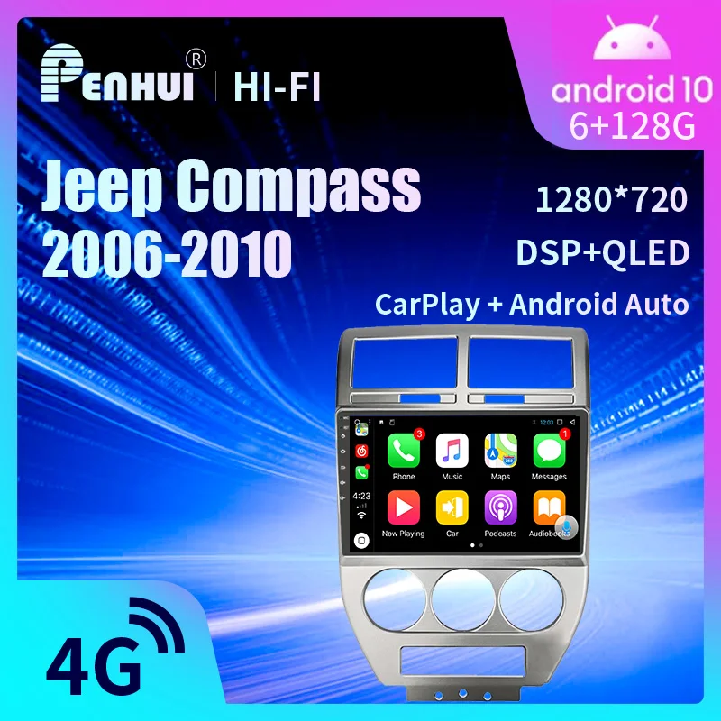 

Car DVD For Jeep Compass ( 2006-2010) Car Radio Multimedia Video Player Navigation GPS Android 10.0 Penhui & Redpower