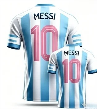 El Último Modelo 2026 de la Camiseta a Rayas con el "Número Rosa de Argentina" de Messi, Impresa en 3D para Hombres, Mujeres y Familias