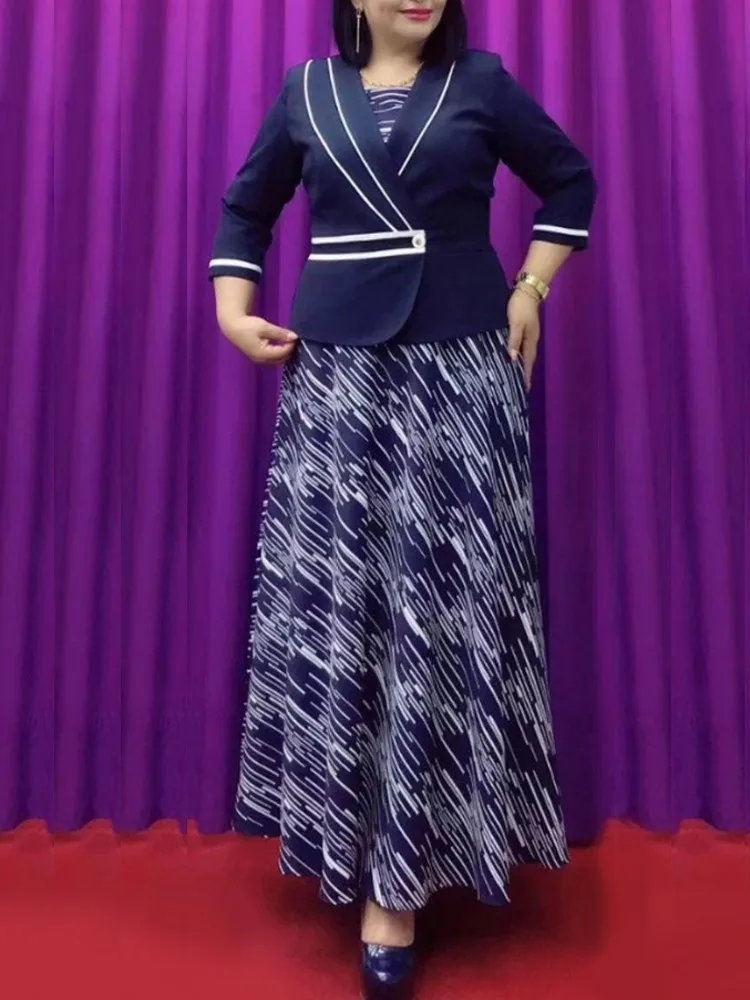 Dress Two Pieces Sets Women Clothing Elegant OL Work Outfits African Outerwear Dress Ladies 2 Piece Matching Set Maxi Dress Suit