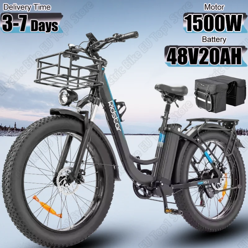 Electric Bike 1500W Powerful Motor 48V20AH Removable Battery Adult All-Terrain E-bike 26 Inch Fat Tire Off-Road Electric Bicycle