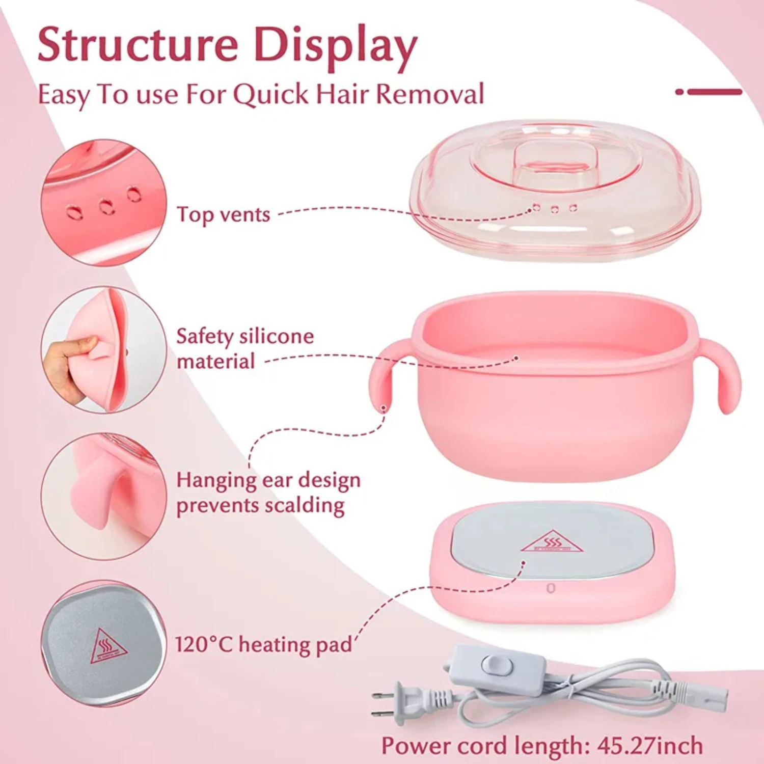 ポータブルシリコンワックスヒーター,多用途,脱毛器,コンパクト,折りたたみ式,効率的,新品