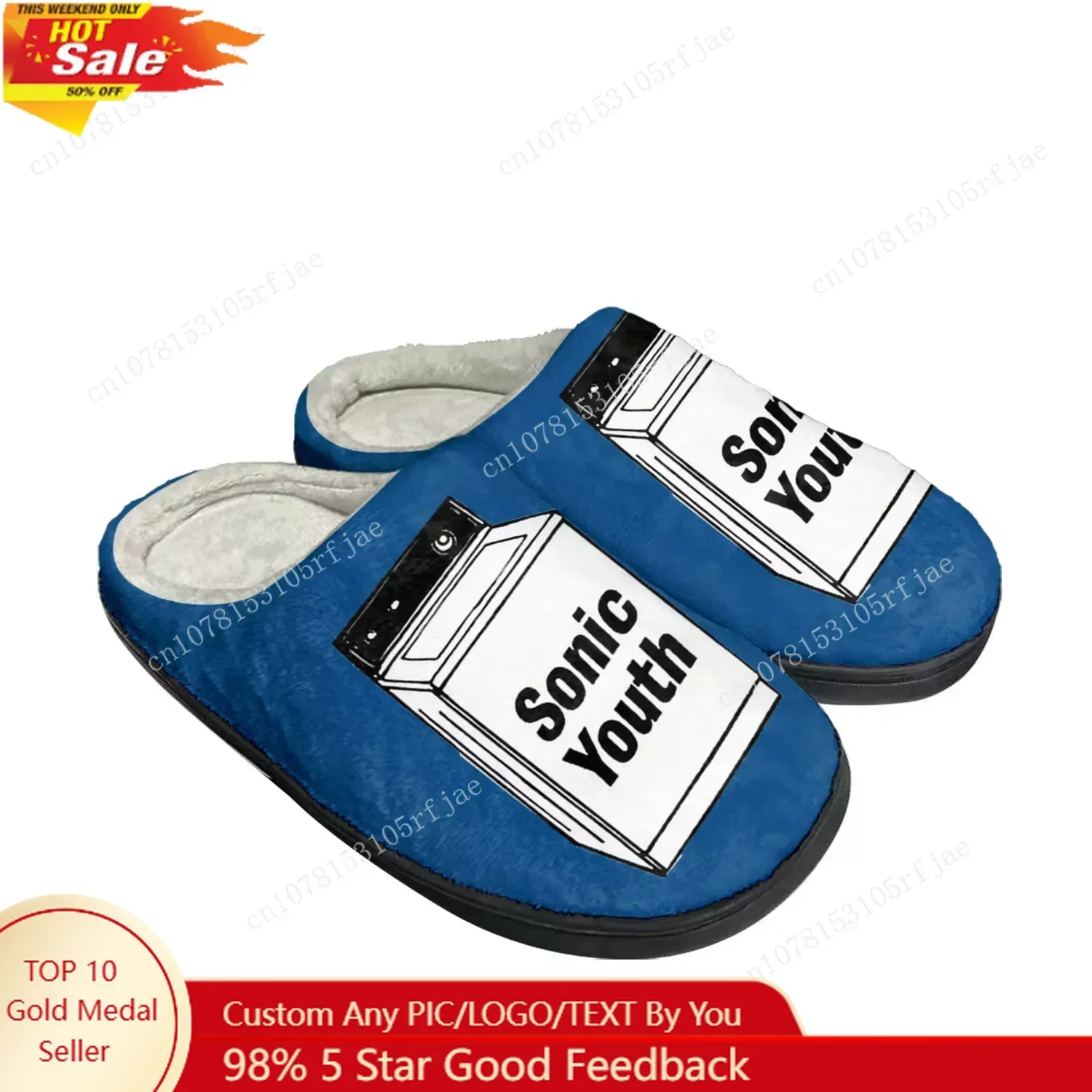 Sonic Youth Rock Punk Home Cotton Custom Slippers Mens Womens Sandals Plush Bedroom Casual Keep Warm Shoe Thermal Slipper Black