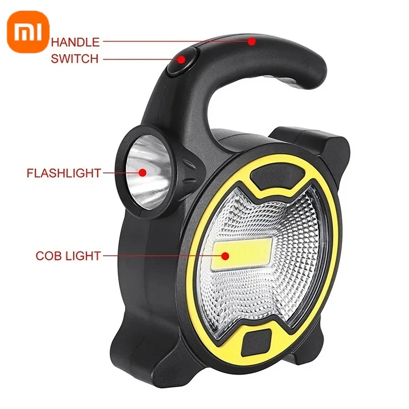 XIAOMI Portable Work Light COB LED Powered Handheld Lantern Super Bright Flashlight Outdoor Tent Camping Lights Without Battery