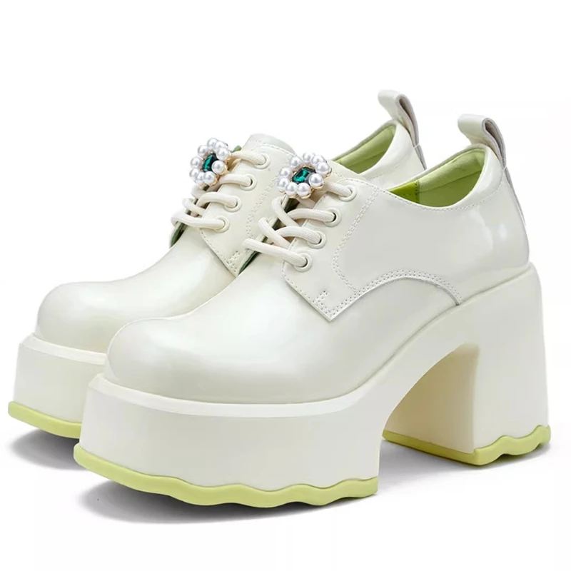 

Genuine Leather Women's Loafers Shoes Waterproof Thick Soled Height Increasing Shoes Comfortable Breathable White Leather Shoes