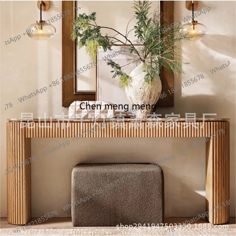 

American solid wood high-end luxury porch cabinet desktop adopts marble design