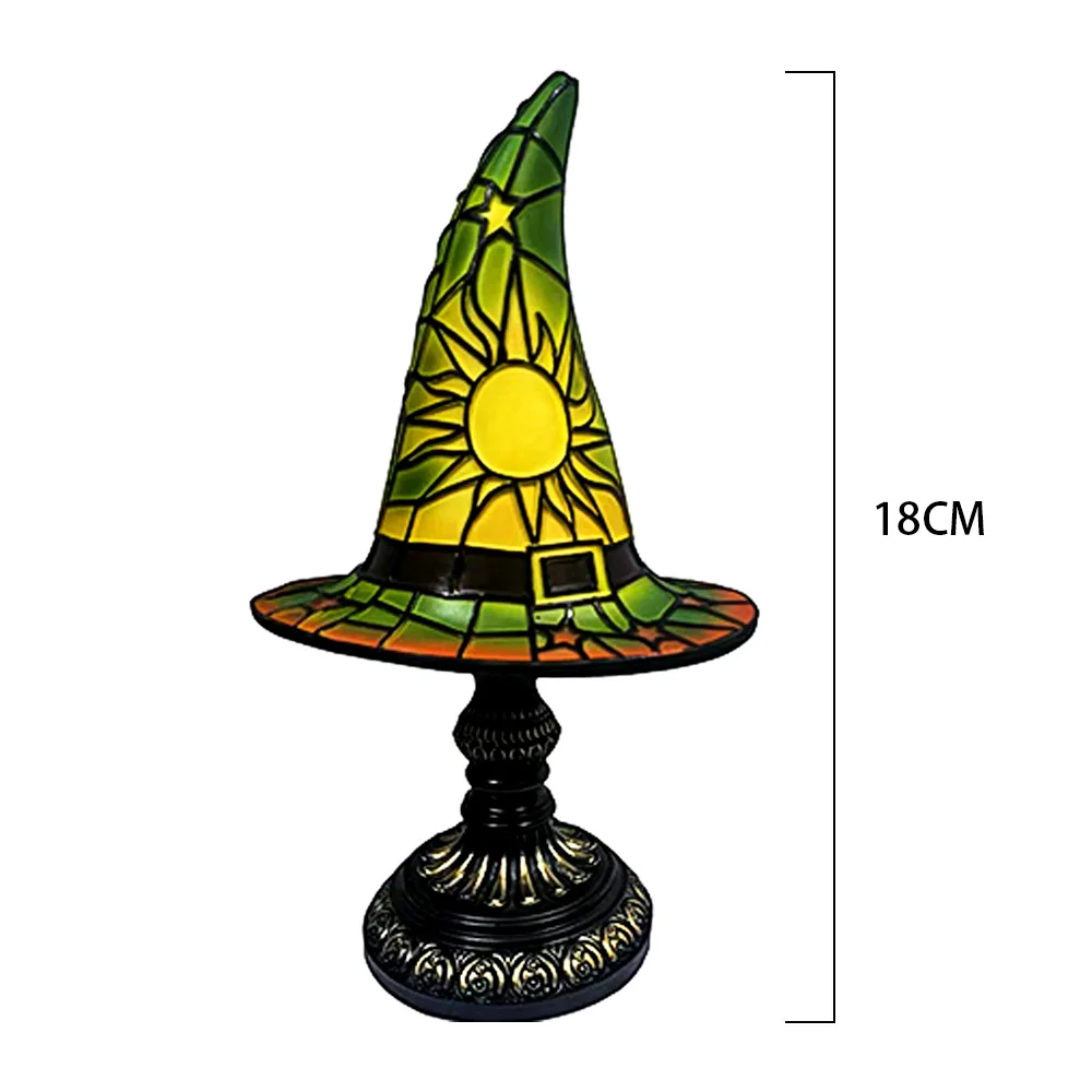 新しいステンドグラス魔女帽子ランプ装飾品テーブルデスク装飾リビングルーム寝室ハロウィンクリスマス装飾 ﻿