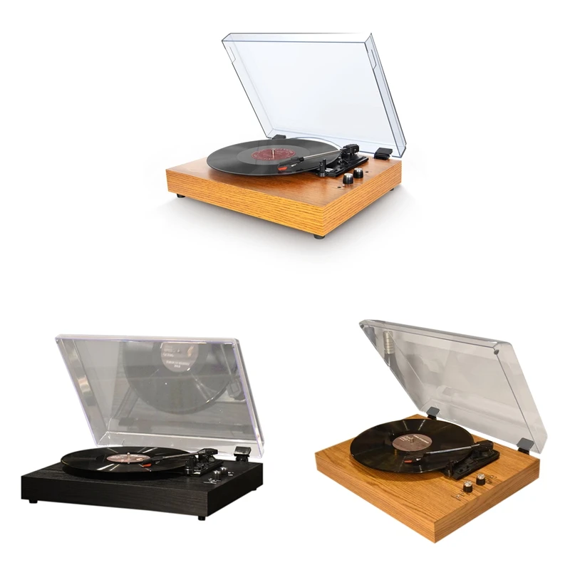 Vinyl Record Player Vintage Jukebox Gramophone Built-In Dual Speakers Speaker Desktop With Acrylic Dust Cover US Plug