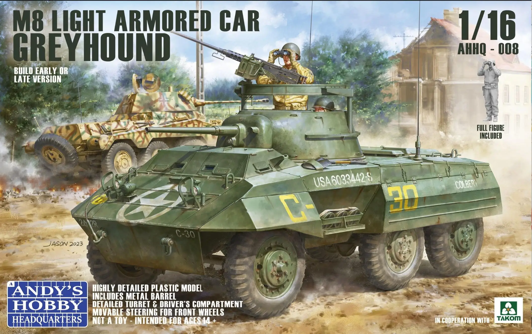 TAKOM AHHQ-008 1/16 Échelle M8 Voiture Blindée Légère Greyhound Modèle Kit