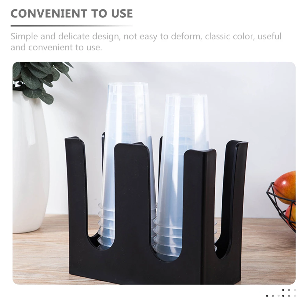 

Rack Paper Cup Storage Disposable Cup Rack Black 2 Compartments Acrylic Straw Box Home Office Use Wide Application Safe