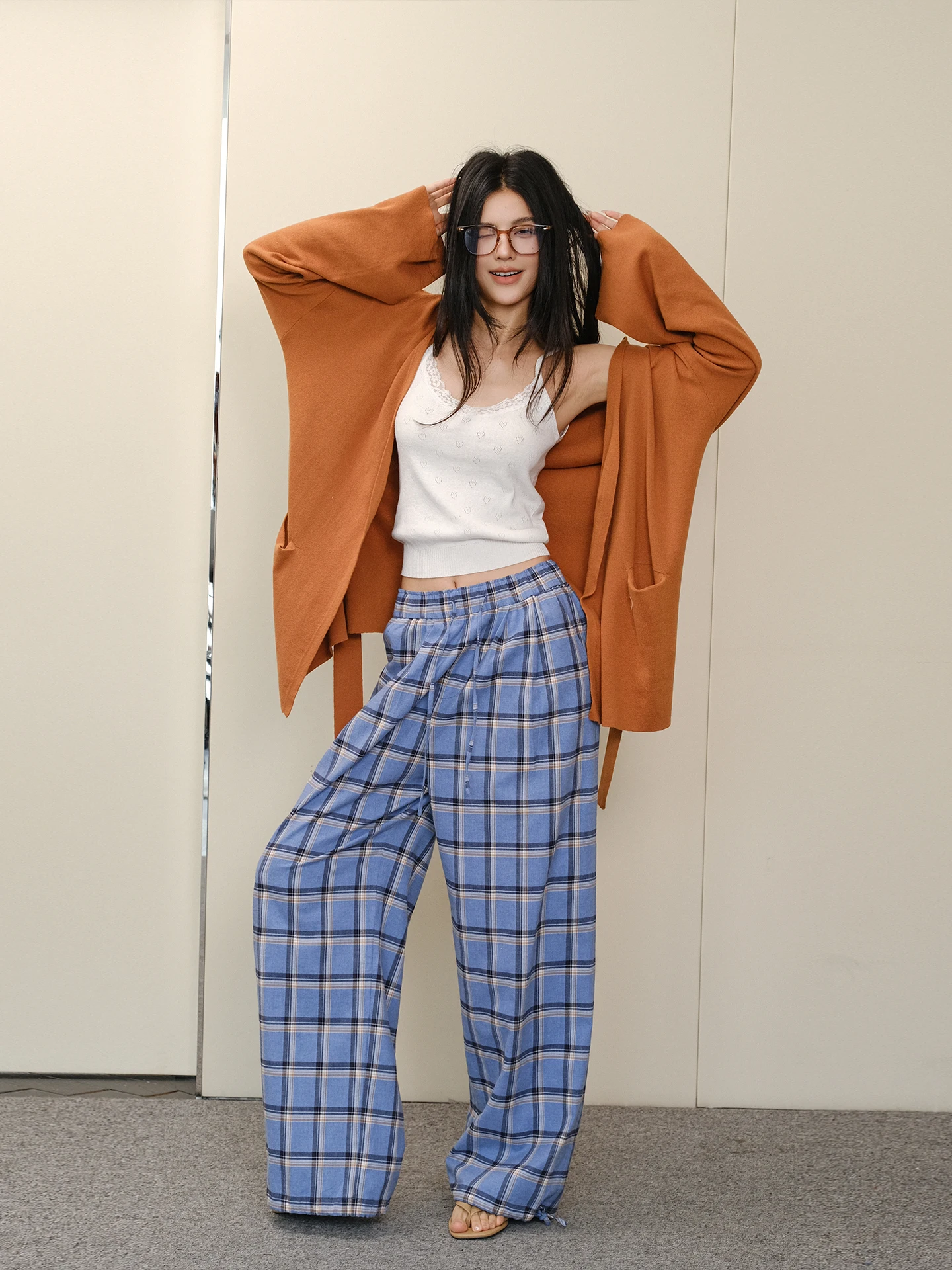 

Свободный вязаный кардиган с поясом для женщин, повседневный, с длинными рукавами, из хлопка, средней длины, удобный, дышащий