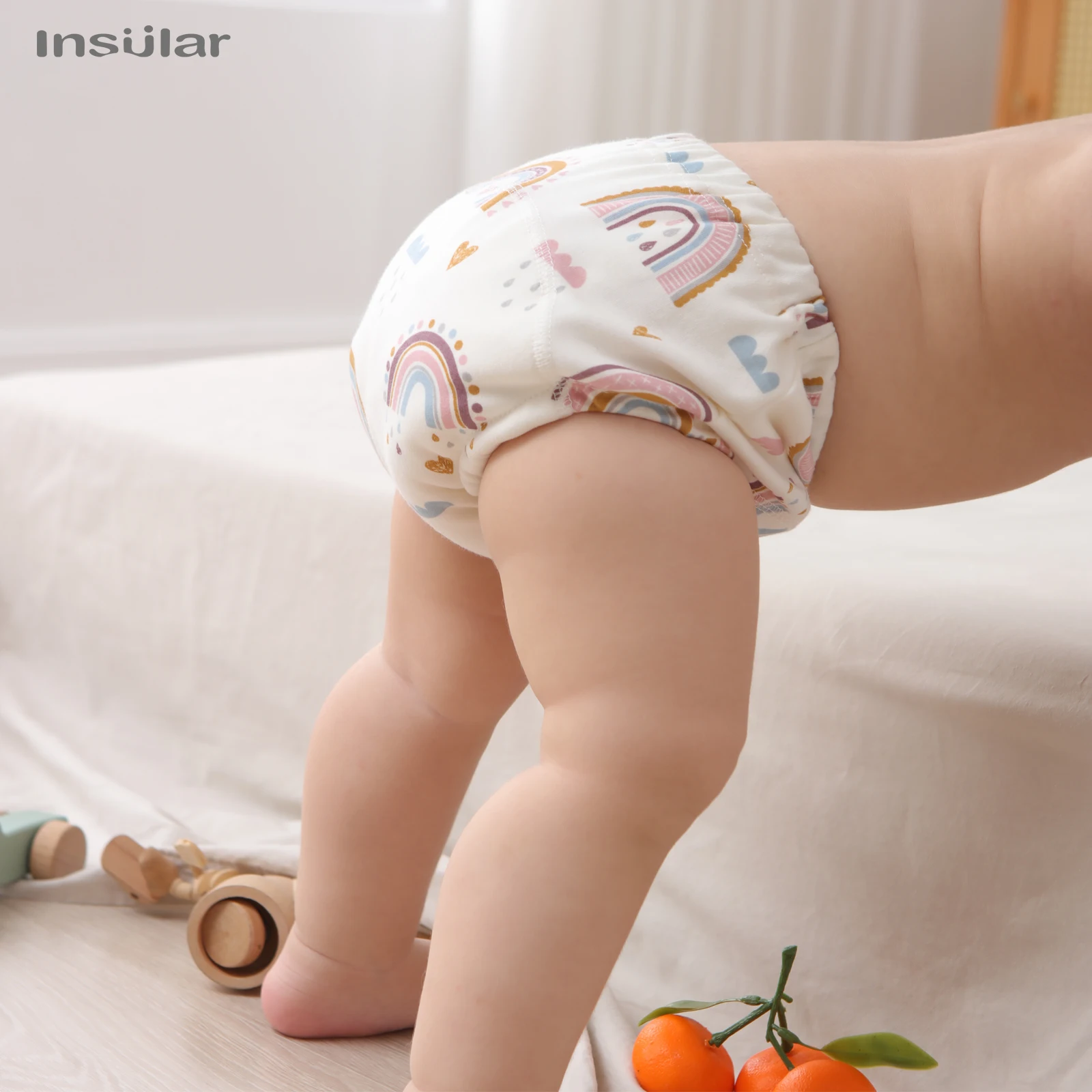 Baby Cotton Training Pants, calcinha impermeável Fraldas de pano Toolder reutilizável Roupa interior do bebê, 6 camadas, 3pcs por lote