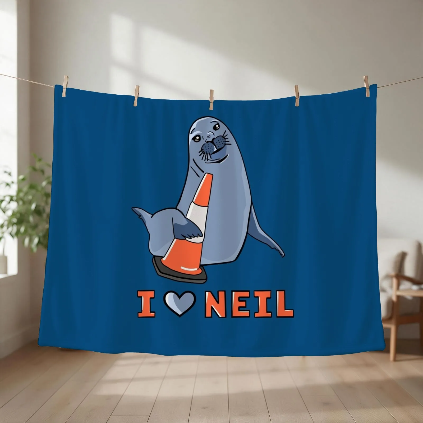 I Love Neil the Seal Throw Blanket Hairy warm for winter wednesday Kid'S Blankets