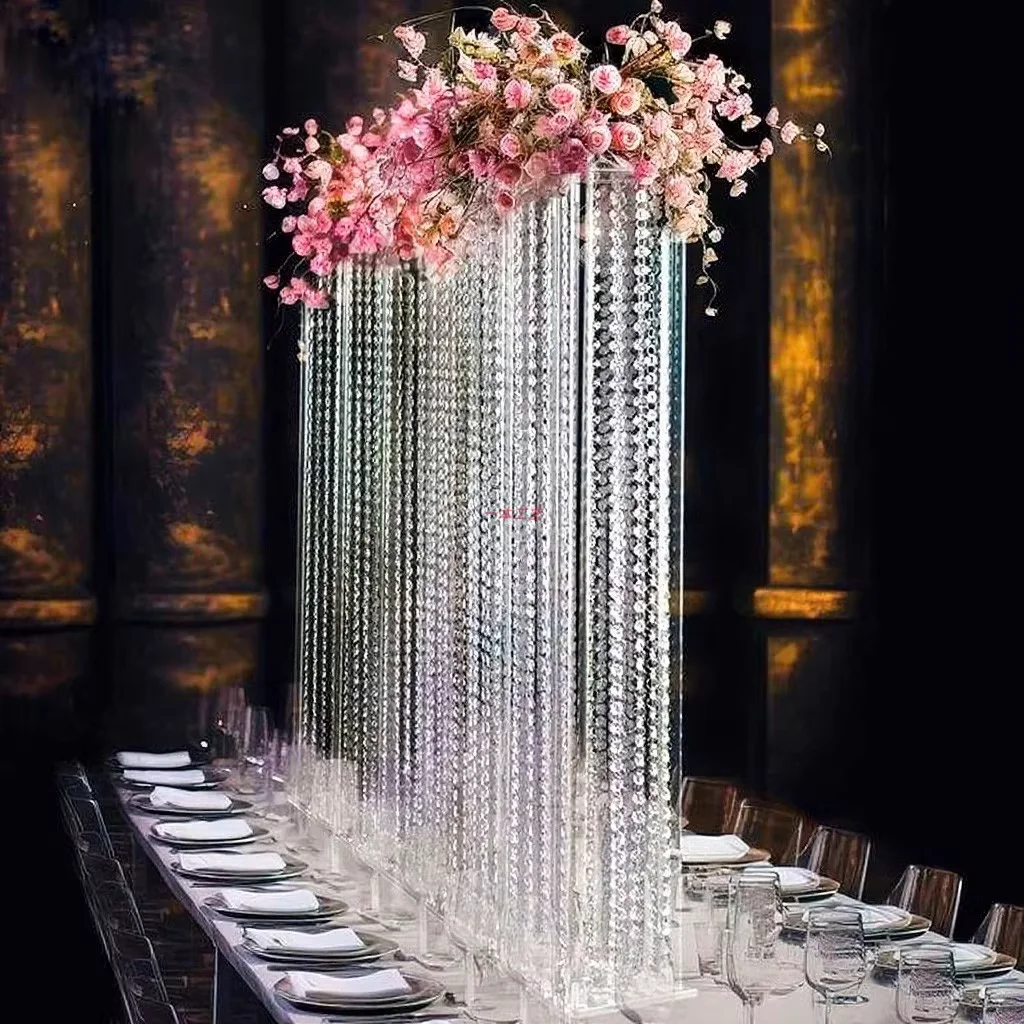 10PCS Acrylic Plinth Display Table Crystal Runway Flower Stand Wedding Prop Centerpiece Acrylic Flower Column for Venue Decor