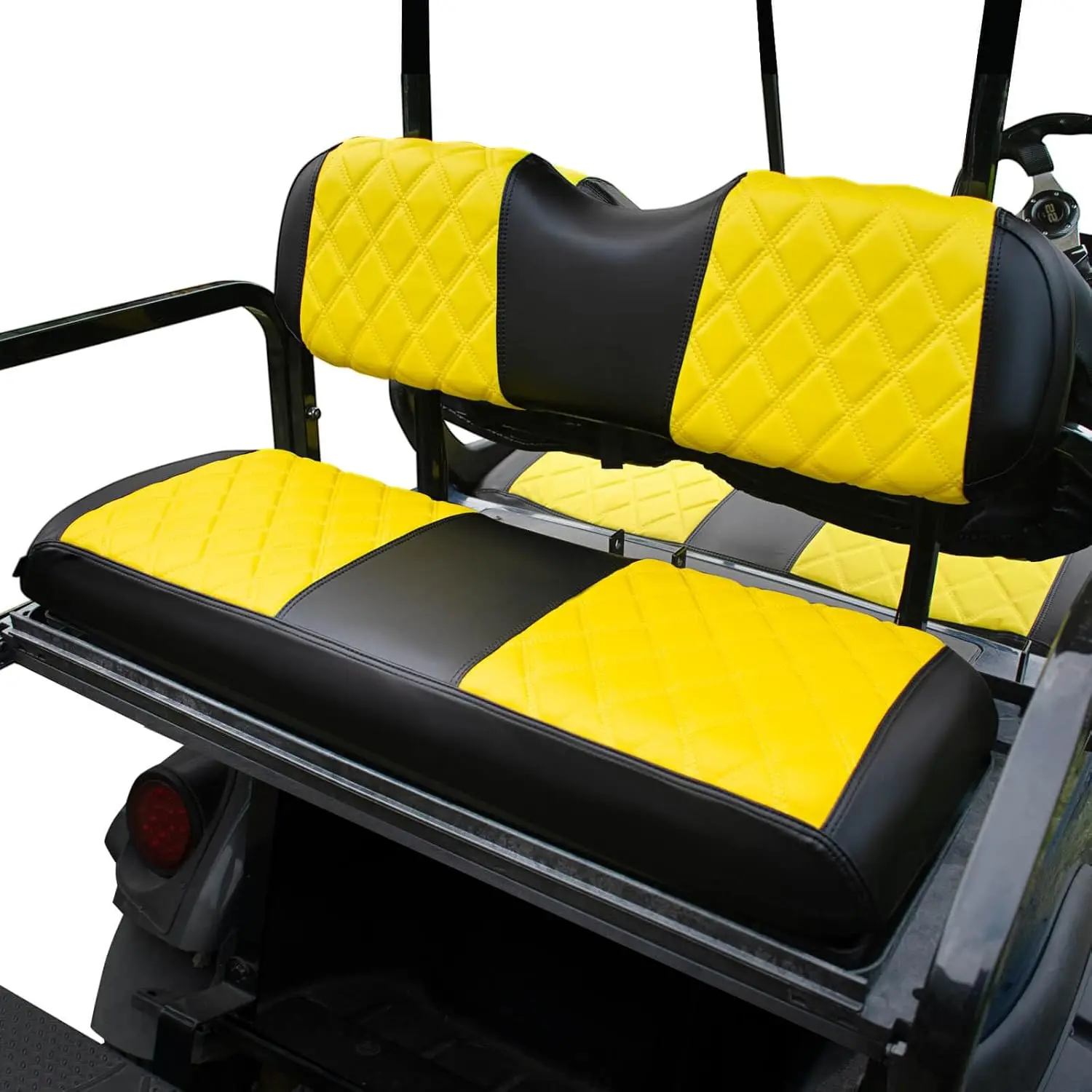 

Golf carts for Club Car Precedent/DS/EZGO RXV/TXT/Yamaha Drive Aftermarket Regular Rear Seat Cushion（Yellow&Black）