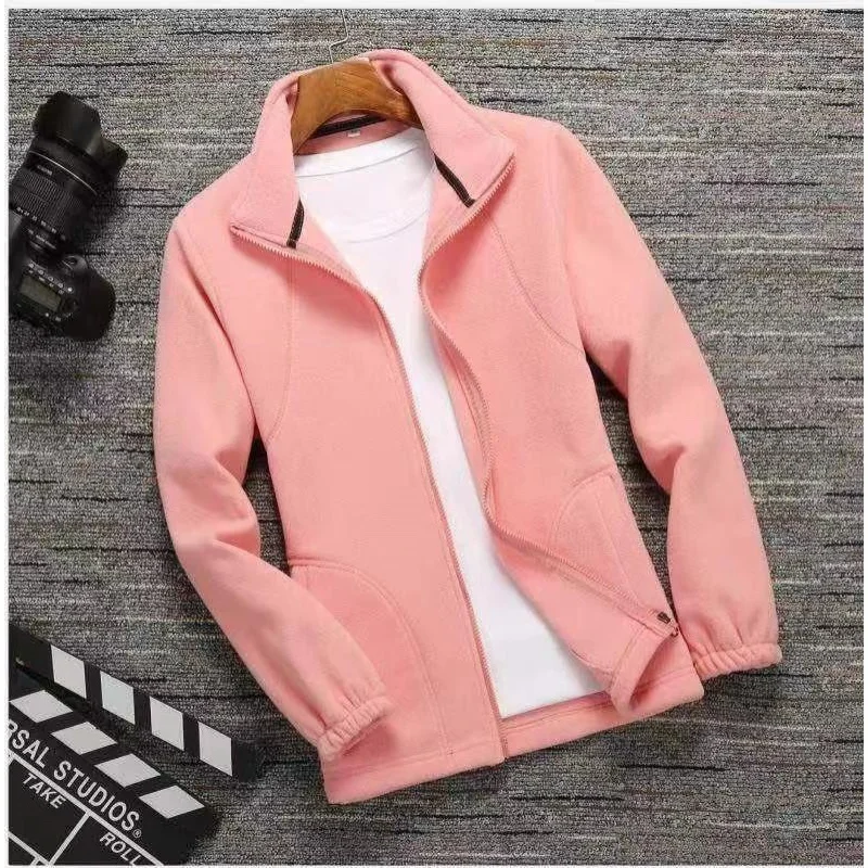 Men's and Women's Outdoor Fleece Coat Warm Polar Fleece Cardigan Coat Shell Jacket Liner Autumn and Winter Printed Embroidered L