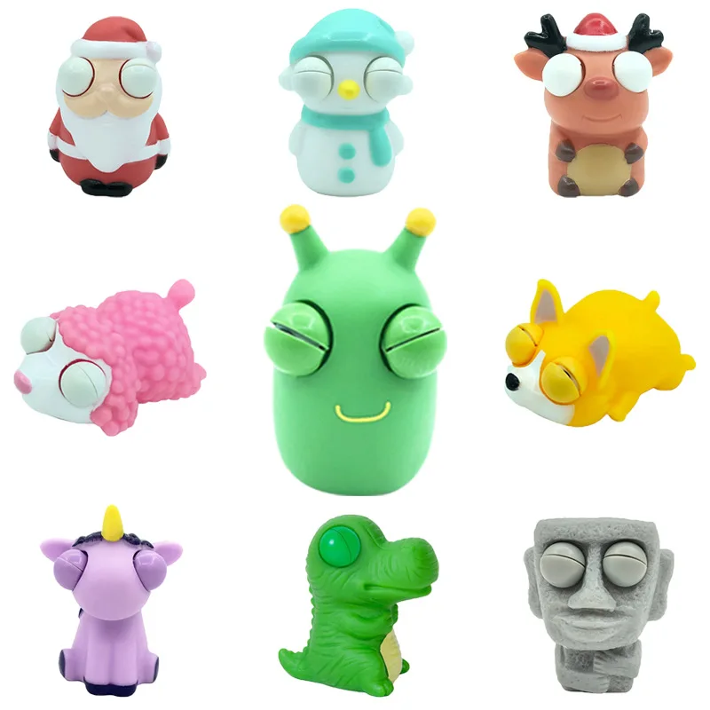 Strange Eye-Popping Vegetable Bug Stare Toy Squint Cartoon Decompression Pinch Music Vent Decompression Pinch Toy