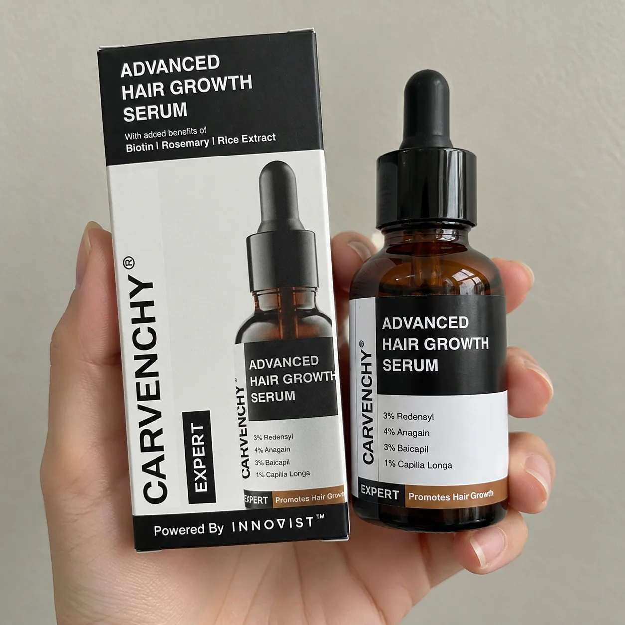 Carvenchy Advanced Hair Growth Serum Rice Extract Nourish Scalp Support Hair Follicle Fuller Thicker Hair Gentle Scalp Care