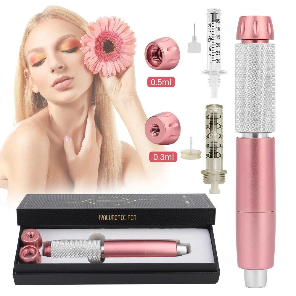 2 In 1 Hyaluron Pen 0.3/0.5ml High Pressure Double Head Hyaluronic Acid Lip Filler Injection Gun for Anti Wrinkle&Thickening Lip