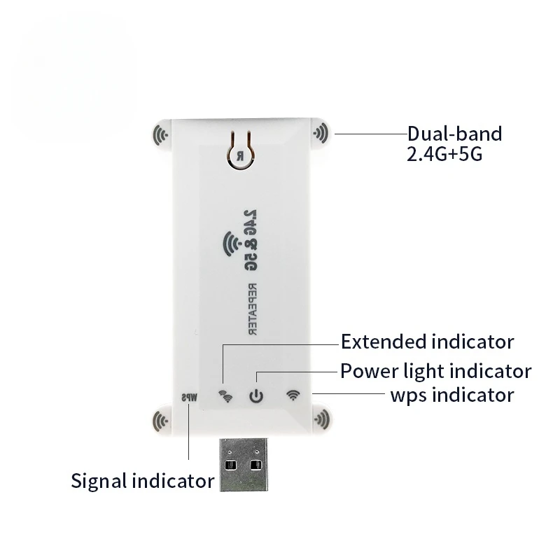 5g Usb Wifi Extender Repeater Dual Band 1200M Portable Wireless Signal Amplifier Wifi Booster USB Power Supply Wide Coverage