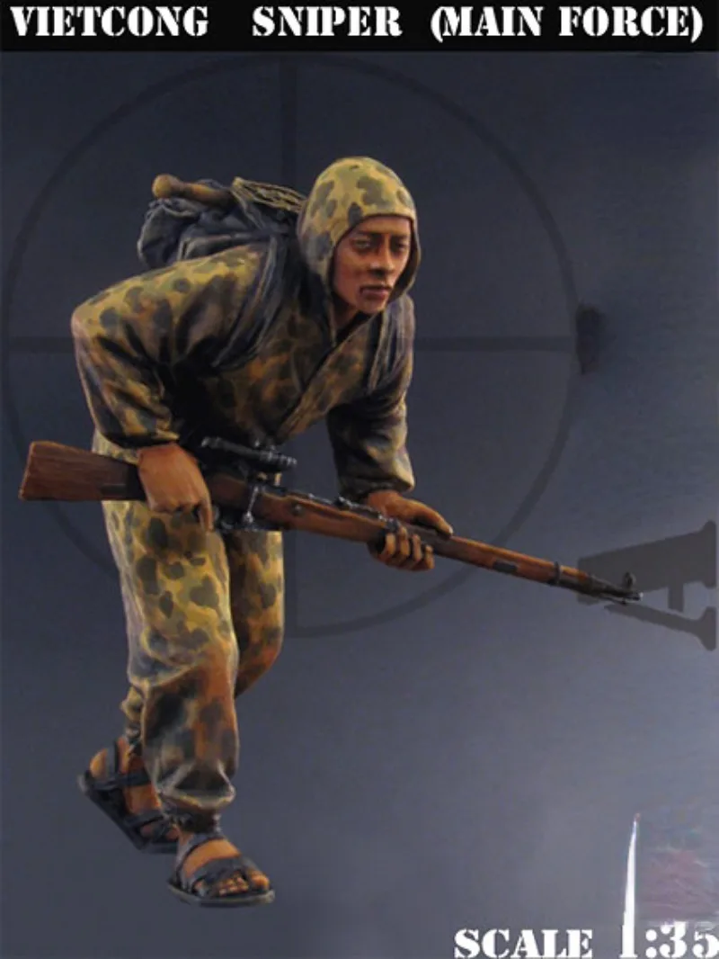 1:35 Ratio Resin Figure Model Building Kit Hobby Miniature Diorama Statue Vietnam Sniper Unassembled and Unpainted Diy Toy