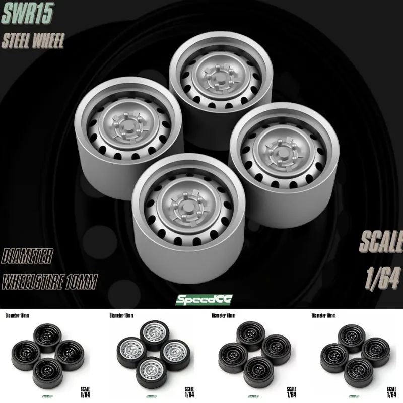 

SpeedCG 15 1/64 Car Modified Wheel Hub 10/11mm Resin Plastic Wheels Rubber Tires Suitable for 1:64 Static Model Cars Boys Gift