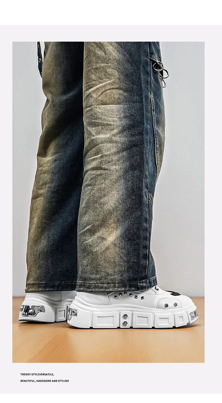 Modische Herren-High-Top-Stiefel, dicke Sohle zur Erhöhung der Körpergröße, vielseitige Freizeitschuhe – Detail 7